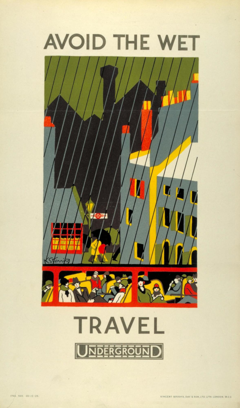 Avoid the wet - travel Underground, by Kathleen Stenning, 1925