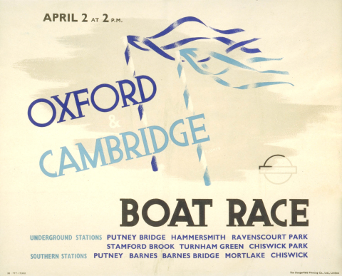 Oxford and Cambridge boat race, by P Jones, 1938