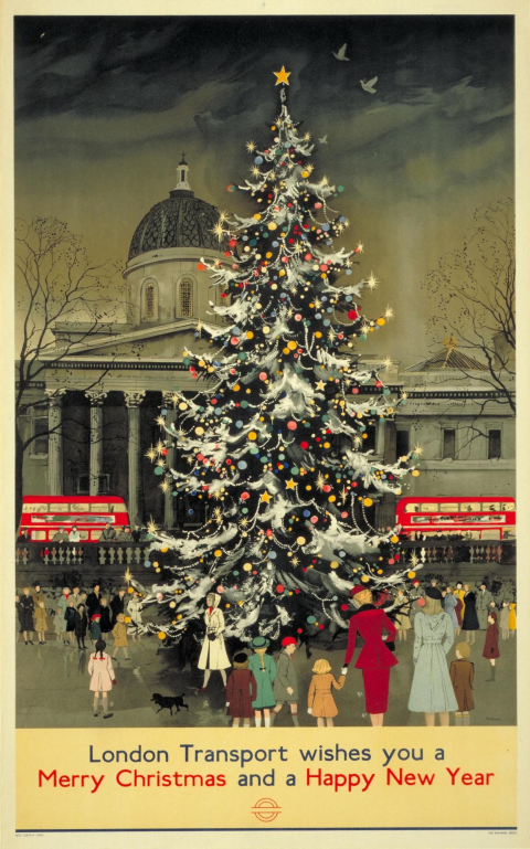 London Transport wishes you a merry xmas and a happy new year, by Maurice Wilson, 1951