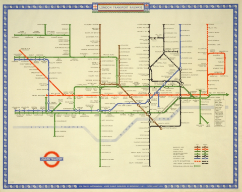 London Transport Railways Map 1948 30x40 print
