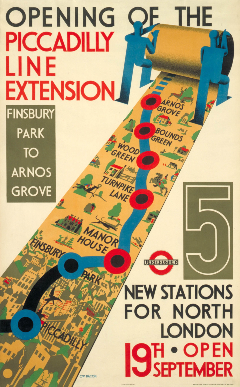Opening of the Piccadilly line extension by Cecil Walter Bacon 1932
