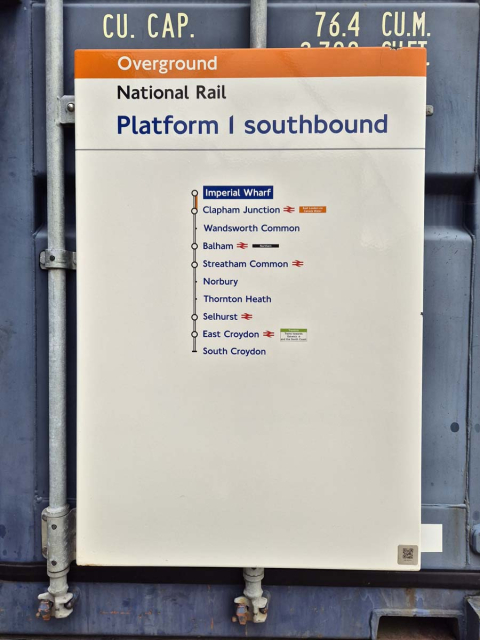 National Rail - Imperial Wharf Platform 1 - Line Diagram (962024)