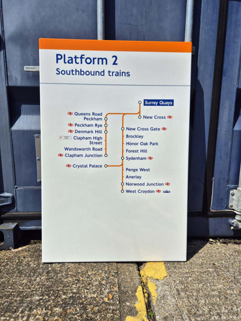 Platform 2 - Surrey Quays - Line Diagram (1622024)