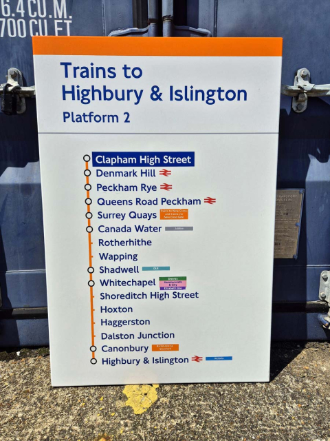 Trains to Highbury - Clapham High Street - Line Diagram (1632024)