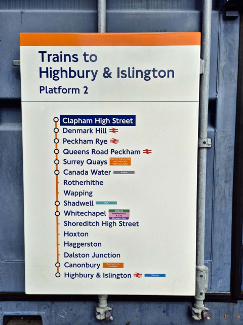 Trains to Highbury - Clapham High Street - Line Diagram (1882024)