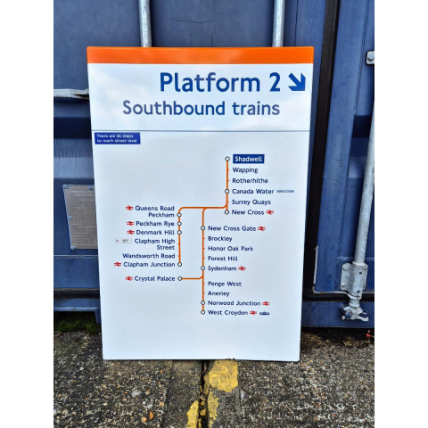 Platform 2 Southbound Trains - Shadwell - Line Diagram (802025)