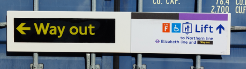 Way Out / Lift to Northern Line /Elizabeth Line Sign (832022)