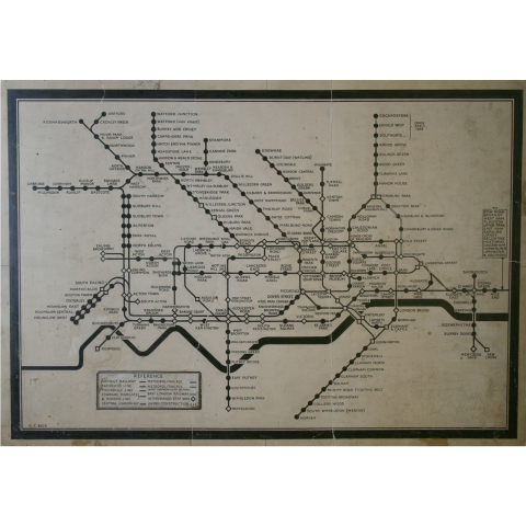 Ink Drawing of Diagrammatic Tube map, Harry Beck, 1932