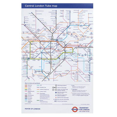Victoria Line Central London Tube Map (Car Diagram) Portrait