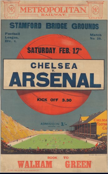 Chelsea v Arsenal, by Bernhard Hugh, 1923