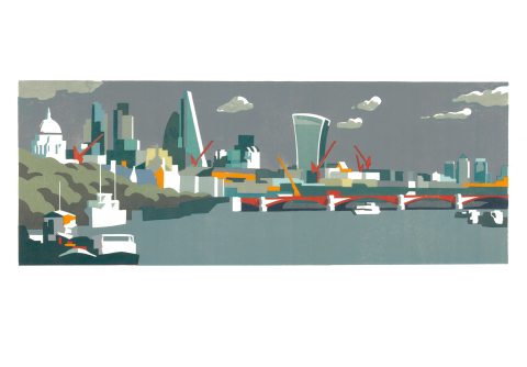 City of London print, by Paul Catherall - Grey