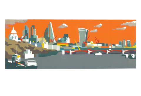 City of London print, by Paul Catherall - Orange