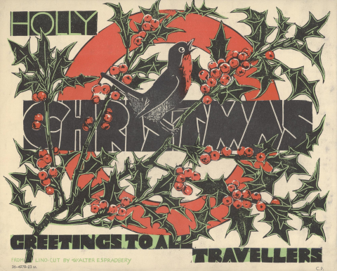 Christmas greetings to all travellers, by Walter E Spradbery, 1936