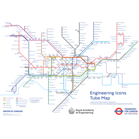 Engineering Icons Tube Map Poster
