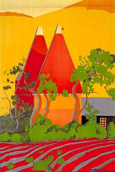 The Hop Gardens of Kent Print Poster by Dorothy Dix, 1922