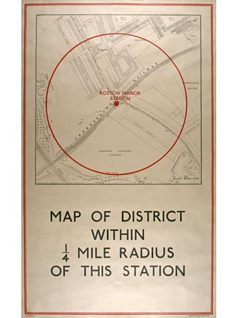 Local area map; Boston Manor station, artist unknown, 1934