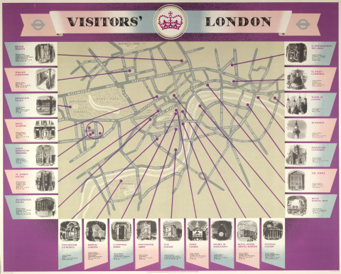 Visitors' London map, by Beath (John M Fleming) and Peter Roberson, 1953