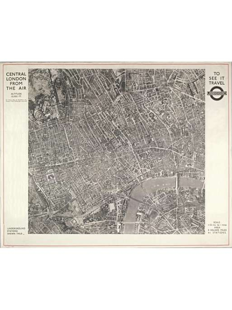 Central London from the air, artist unknown, 1927