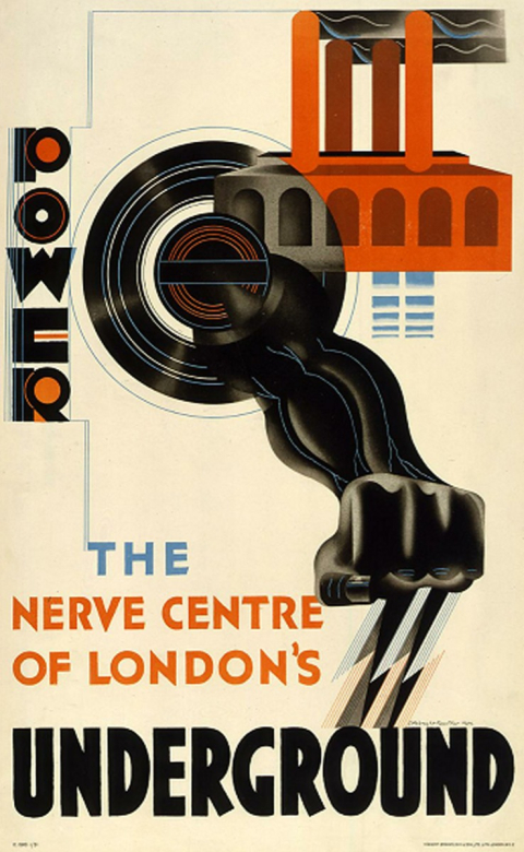 Power - the nerve centre of London's Underground poster, by Edward McKnight Kauffer, 1931