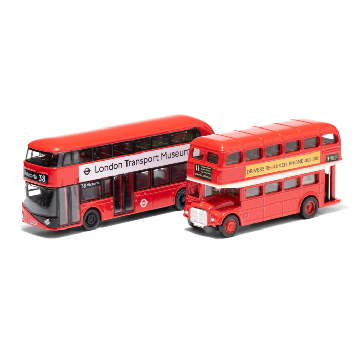 Old New Routemaster Bus Toy Set